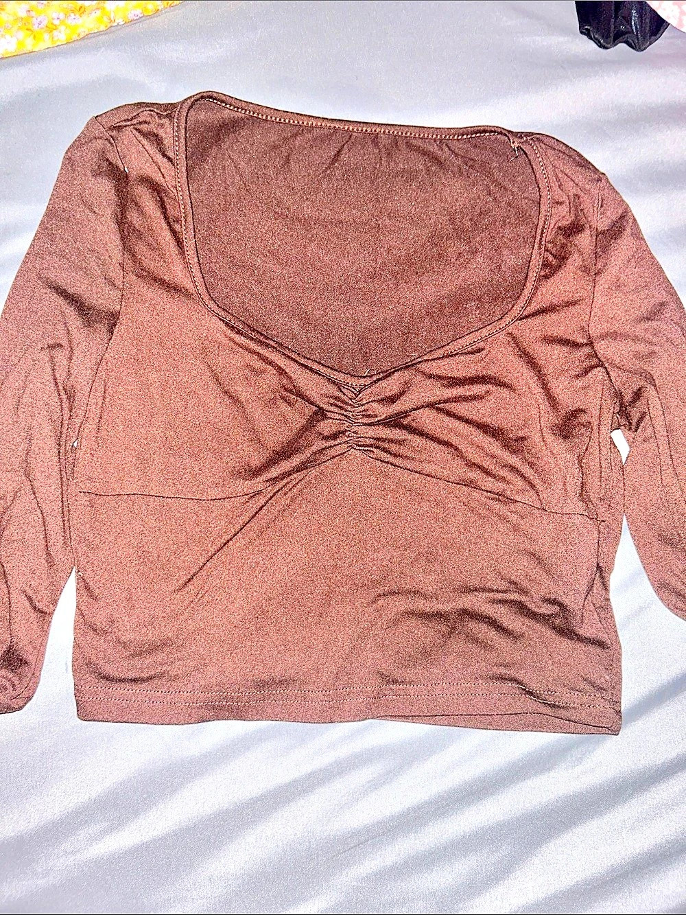 SHEIN Ruched Long Sleeve Top in black Size Small